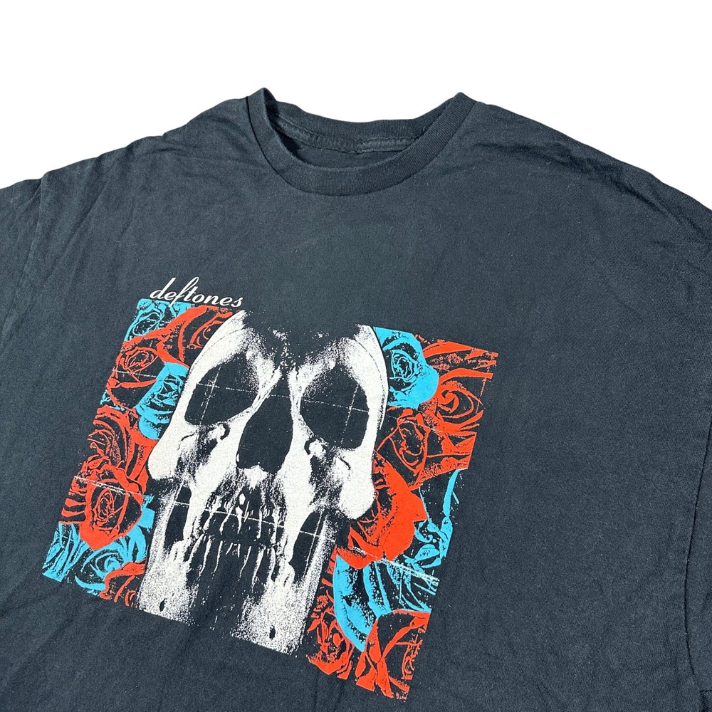 Deftones Band Tee XXL Black Graphic T-Shirt Nu Metal Skull Roses Grunge